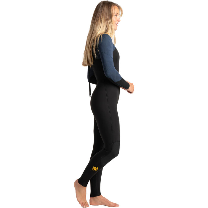 2024 C-Skins Womens Solace 3/2mm GBS Back Zip Wetsuit C-SO32WBZ - Black / Bluestone Tropical / Saffron